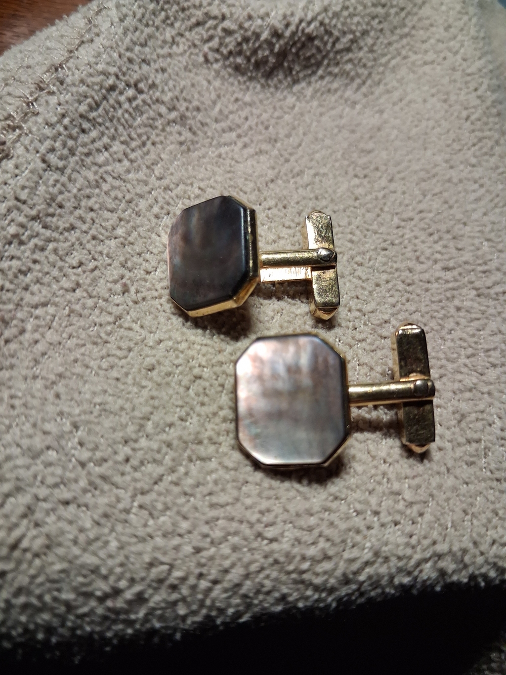 Gold-Tone Octagon Mother-of-Pearl Cufflinks - Iridescent.